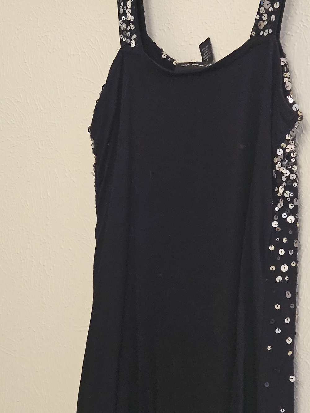 INC International Concepts Black Sequin-Trim Prom Dress